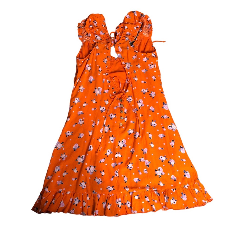 Free People Like A Lady Orange Mini Floral Dress NWT Size LARGE - Picture 5 of 10